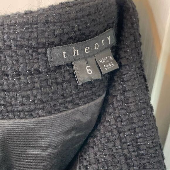 Theory Frieda Black Tweed Virgin Wool Pencil Skirt - Picture 9 of 10